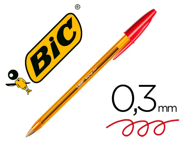 Imagen Boligrafo bic cristal punta fina rojo