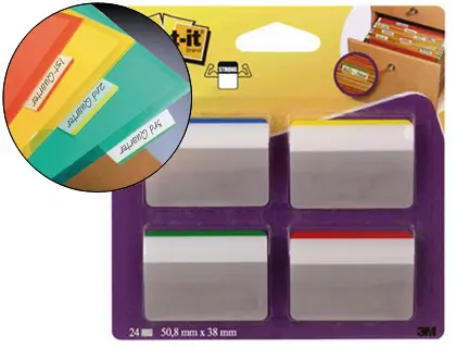 Imagen Banderitas separadoras rigidas dispensador 4 colores post-it index 686a-1 grandes 24 banderitas