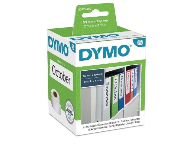 Imagen Etiqueta adhesiva dymo 99019 -tamao 59x190 mm para impresora 400 110 etiquetas uso lomo archivadores