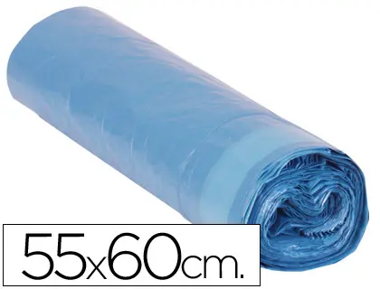 Imagen Bolsa basura domestica azul cierra facil 55x60 galga 120 -rollo de 20 unidades