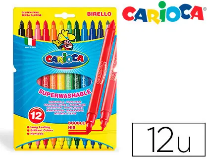 Imagen Rotulador carioca birello bipunta caja de 12 colores