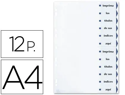 Imagen Separador de cartulina avery imprimible 12 separadores din a4