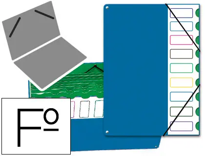 Imagen Carpeta clasificador tapa de plastico pardo folio -9 departamentos azul
