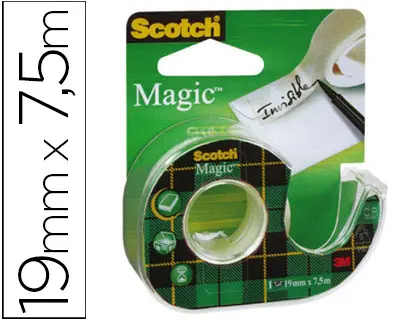 Imagen Cinta adhesiva scotch magic invisible 7,5x19 mm en portarrollo