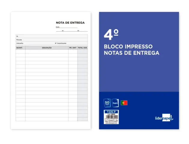 Imagen Talonario liderpapel entregas cuarto 226 duplicado -texto en portugues