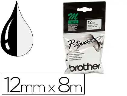 Imagen Cinta brother mk-231 blanco-negro 12mm longitud 8 mt