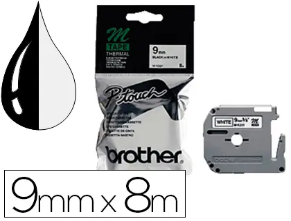 Imagen Cinta brother mk-221 blanco-negro 9mm longitud 8 mt