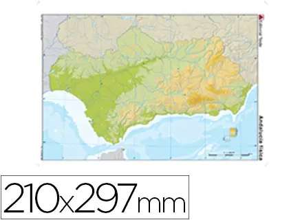 Imagen Mapa mudo color din a4 andalucia fisico