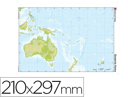 Imagen Mapa mudo color din a4 oceania -fisico