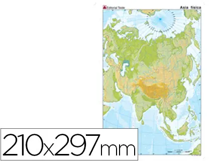 Imagen Mapa mudo color din a4 asia -fisico