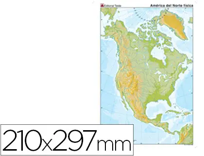 Imagen Mapa mudo color din a4 america norte fisico
