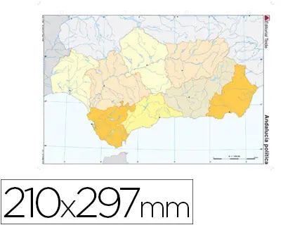 Imagen Mapa mudo color din a4 andalucia politico