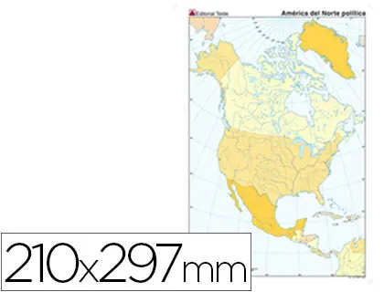 Imagen Mapa mudo color din a4 america norte politico
