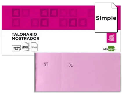 Imagen Talonario liderpapel mostrador 60x145 mm tl05 rosa con matriz