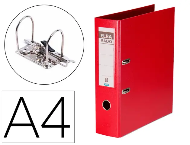 Imagen Archivador de palanca elba carton forrado din a4 rojo -lomo de 80 mm -rado plast