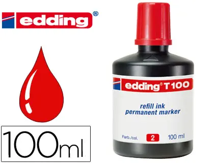 Imagen Tinta rotulador edding t-100 rojo -frasco de 100 ml