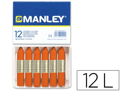 Imagen Lapices cera manley unicolor naranja -caja de 12 n.6