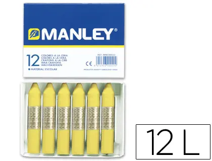 Imagen Lapices cera manley unicolor amarillo claro -caja de 12 n.4