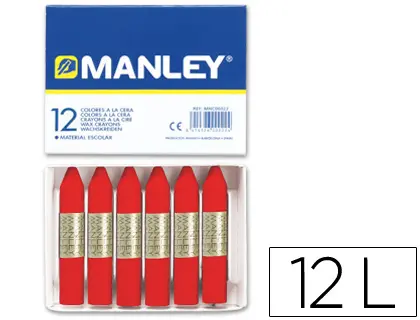 Imagen Lapices cera manley unicolor rojo escarlata -caja de 12 n.9