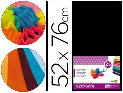 Imagen Papel seda liderpapel negro 52x76 cm 18 gr -paquete de 25 hojas