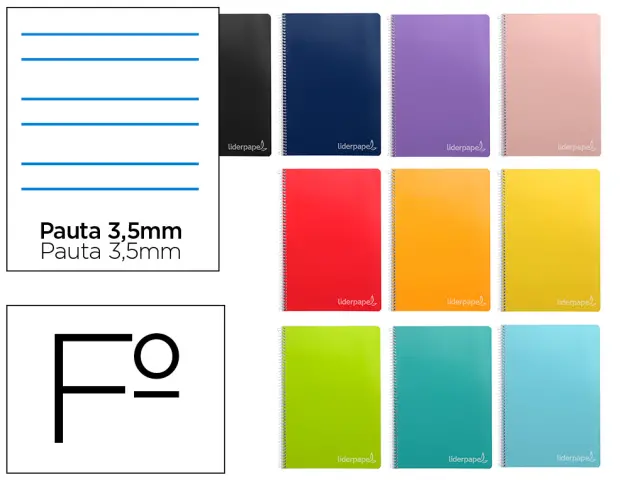 Imagen Cuaderno espiral liderpapel folio witty tapa dura 80h 75gr pauta 3,5mm con margen colores surtidos