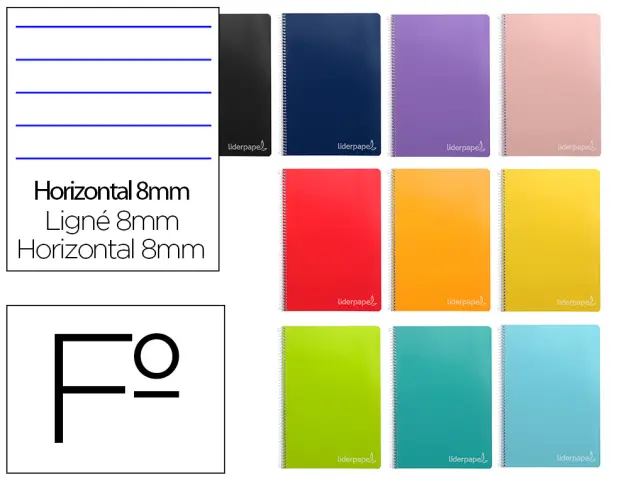 Imagen Cuaderno espiral liderpapel folio witty tapa dura 80h 75gr rayado horizontal 8mm con margen colores surtidos