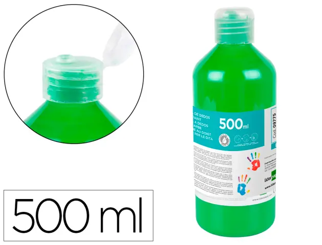 Imagen Pintura dedos liderpapel botella de 500 ml verde