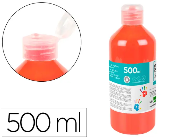 Imagen Pintura dedos liderpapel botella de 500 ml rojo
