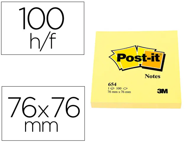 Imagen Bloc de notas adhesivas quita y pon post-it 76x76 mm con 100hojas