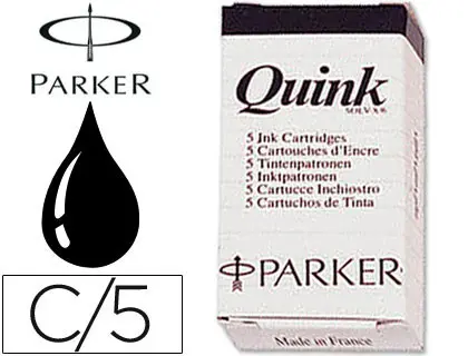 Imagen Tinta estilografica parker negra -caja de 5 cartuchos