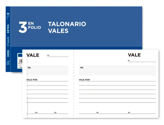 Imagen Talonario liderpapel vales tres en folio 104