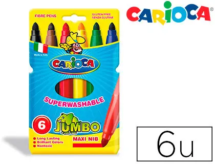 Imagen Rotulador carioca jumbo c/6 colores -punta gruesa