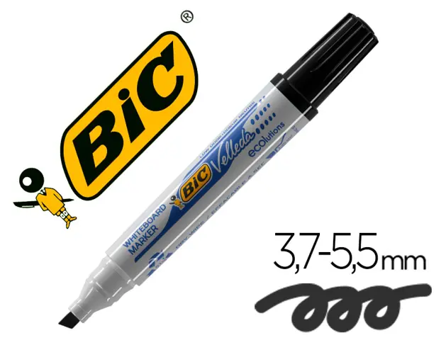 Imagen Rotulador bic velleda para pizarra negro -punta biselada 5.9 mm