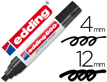 Imagen Rotulador edding marcador permanente 800 negro -punta biselada 12 mm