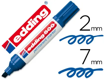 Imagen Rotulador edding marcador permanente 500 azul -punta biselada 7 mm recargable
