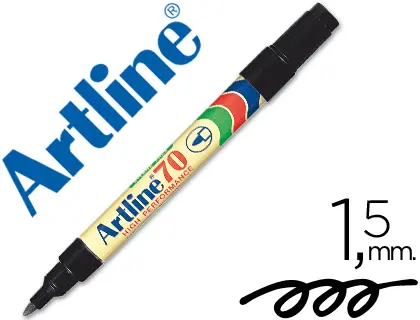 Imagen Rotulador artline marcador permanente ek-70 negro -punta redonda 1.5 mm -papel metal y cristal