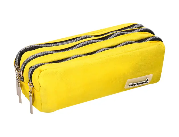 Imagen Bolso escolar liderpapel portatodo rectangular 3 bolsillos amarillo pastel 185x55x70 mm