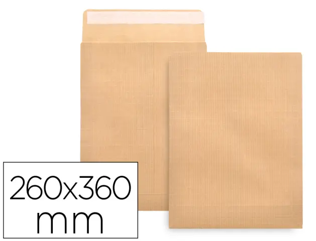 Imagen Sobre liderpapel bolsa armado kraft envio seguridad 260x360 mm solapa tira de silicona papel 120 gr caja de 100