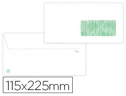 Imagen Sobre liderpapel blanco 115x225 mm ventana derecha solapa tira de silicona papel reciclado 90 gr caja de 500