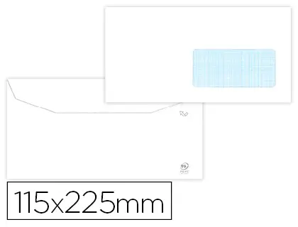 Imagen Sobre liderpapel blanco 115x225 mm ventana derecha trapezodial engomada papel offset 80gr caja de 500 unidades