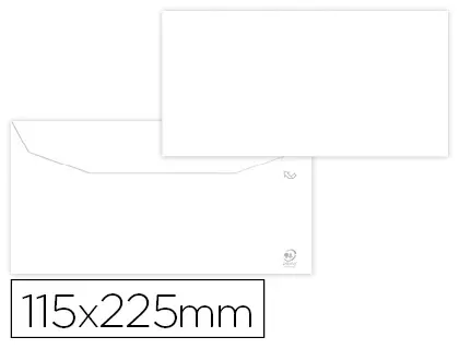 Imagen Sobre liderpapel blanco 115x225 mm solapa engomada papel offset 80 gr caja de 500 unidades