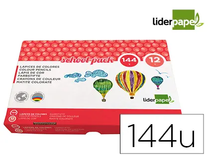 Imagen Lapices de colores liderpapel school pack de 144 unidades 12 colores x 12 unidades