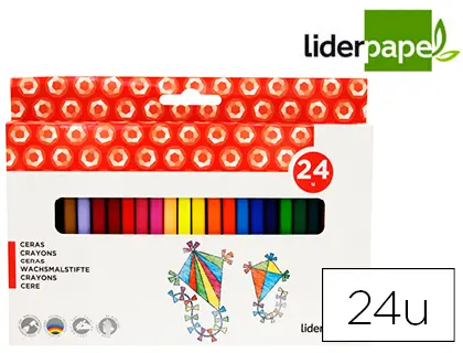 Imagen Lapices cera liderpapel caja de 24 colores
