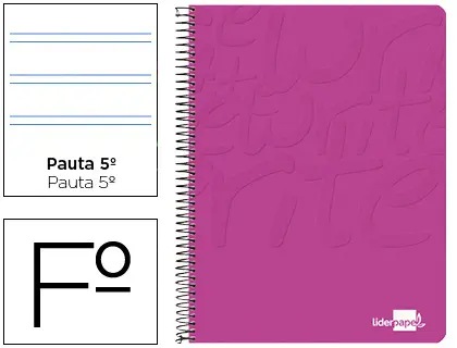 Imagen Cuaderno espiral liderpapel folio write tapa blanda 80h 60gr pauta 2,5 mm con margen color rosa