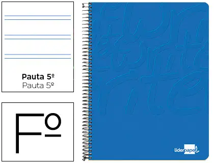 Imagen Cuaderno espiral liderpapel folio write tapa blanda 80h 60gr pauta 2,5 mm con margen color azul