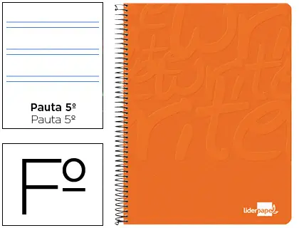 Imagen Cuaderno espiral liderpapel folio write tapa blanda 80h 60gr pauta 2,5 mm con margen color naranja