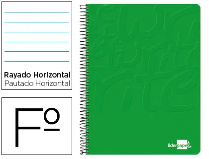 Imagen Cuaderno espiral liderpapel folio write tapa blanda 80h 60gr horizontal con margen color verde
