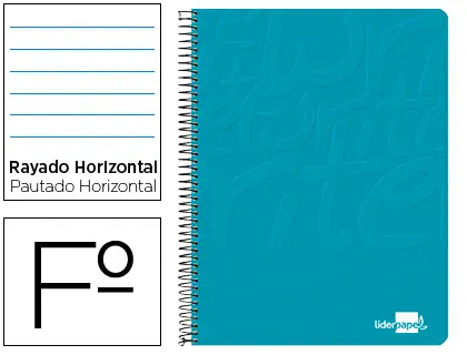 Imagen Cuaderno espiral liderpapel folio write tapa blanda 80h 60gr horizontal con margen color turquesa