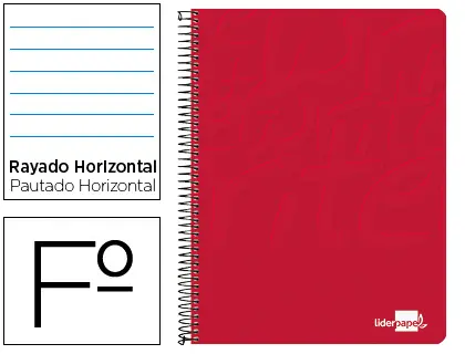 Imagen Cuaderno espiral liderpapel folio write tapa blanda 80h 60gr horizontal con margen color rojo