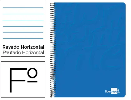 Imagen Cuaderno espiral liderpapel folio write tapa blanda 80h 60gr horizontal con margen color azul